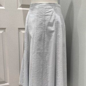 Susan Graver Gored Midi Skirt, Blue & White Seersucker, Medium, NWOT